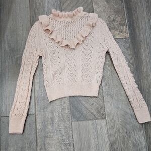 Zara Women's Light Pink Ruffle Sweater